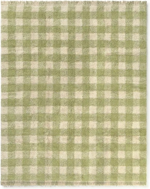 Zielony bawełniany dywan dziecięcy tkany ręcznie odpowiedni do prania 90x120 cm Vichy – Lorena Canals