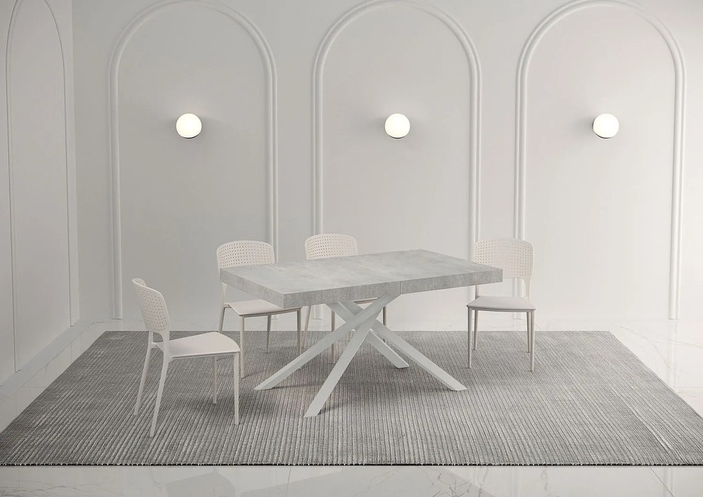 Stół rozkładany 140/244x90 cm Karida Premium cementu nogi białe