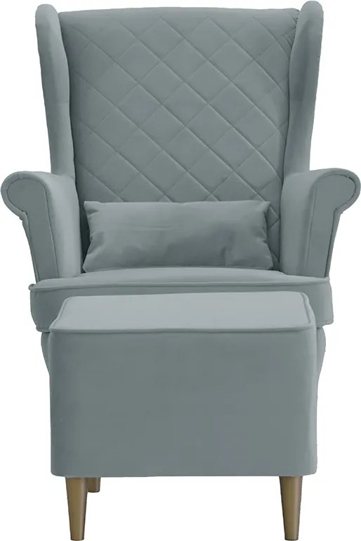 Fotel uszak skandynawski z podnóżkiem CLEO Różowy