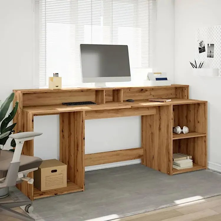 Podświetlane biurko 200 cm dąb artisan - Fixi