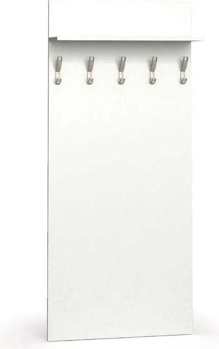 Garderoba z wieszakami HORIZONT, 5 haczyków, półka, biały