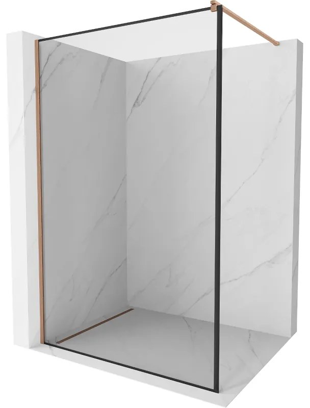 Mexen Kioto ścianka prysznicowa Walk-in 70 x 200 cm, czarny wzór 8 mm, miedź szczotkowana - 800-070-101-65-70