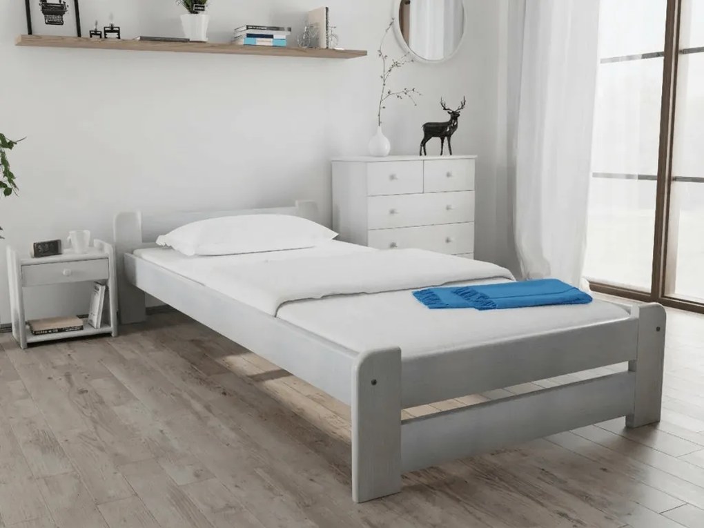 Łóżko Emily 90 x 200 cm, białe Stelaż: Ze stelażem listwowym rolowanym, Materac: Bez materaca