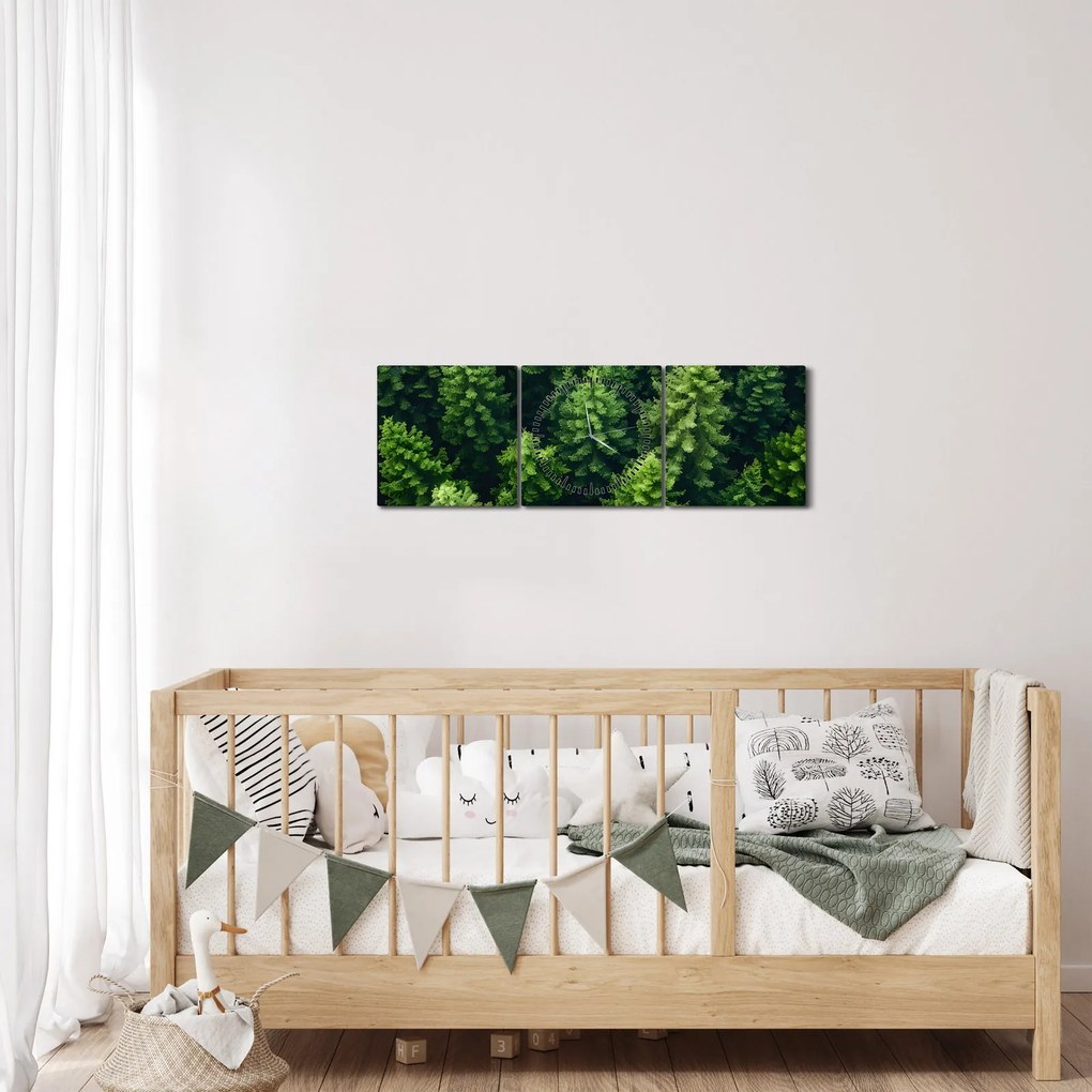 Obraz - Las (z zegarem) (90x30 cm)