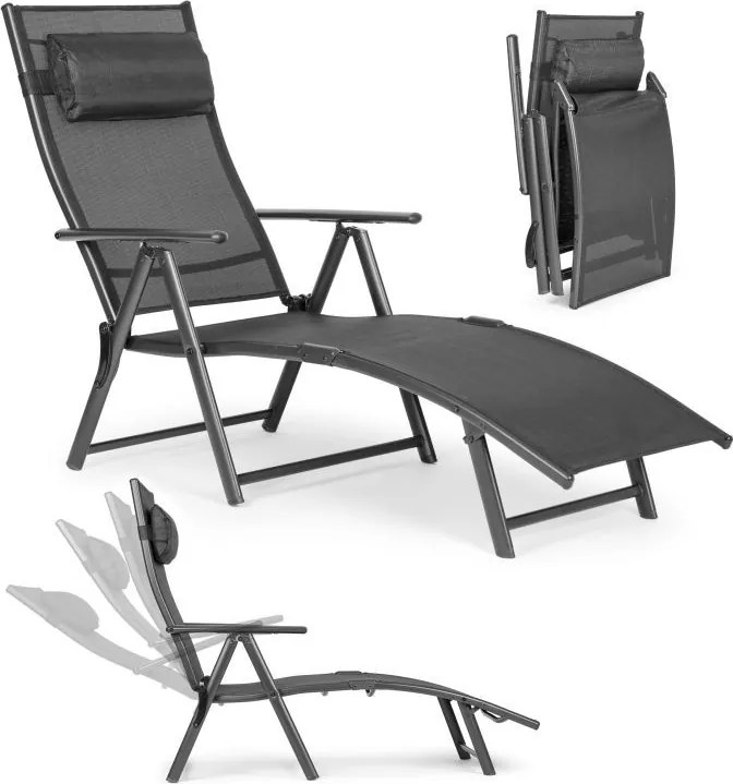 Składany leżak ogrodowy z regulacją oparcia Acapulco 020, szary