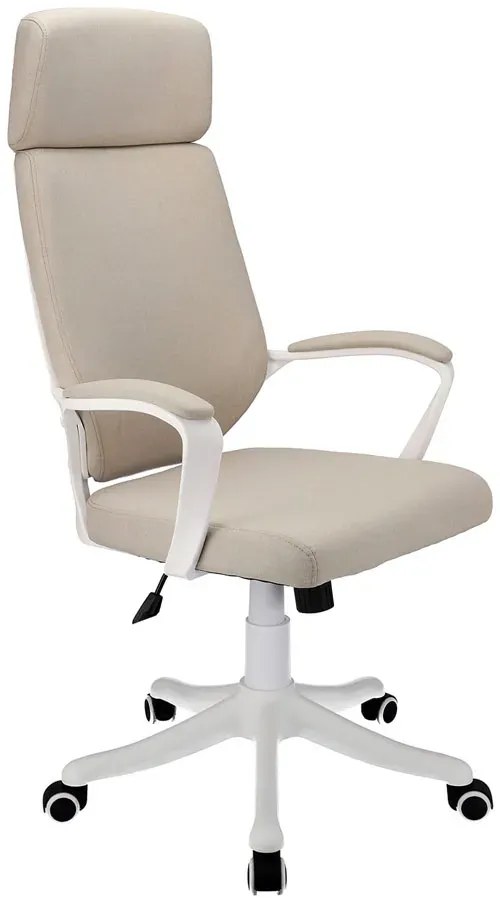 Beżowy ergonomiczny fotel biurowy z zagłówkiem do komputera - Dawo