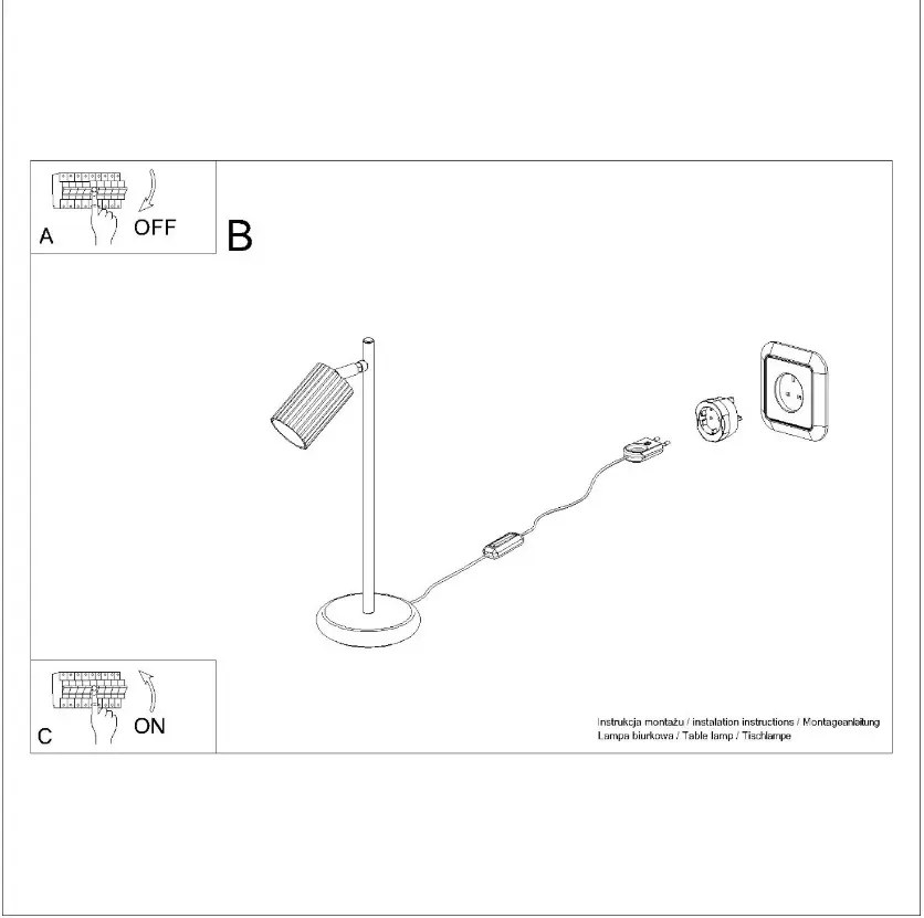 Lampa biurkowa KARBON ochra czerwona ryflowana SOLLUX  LIGHTING