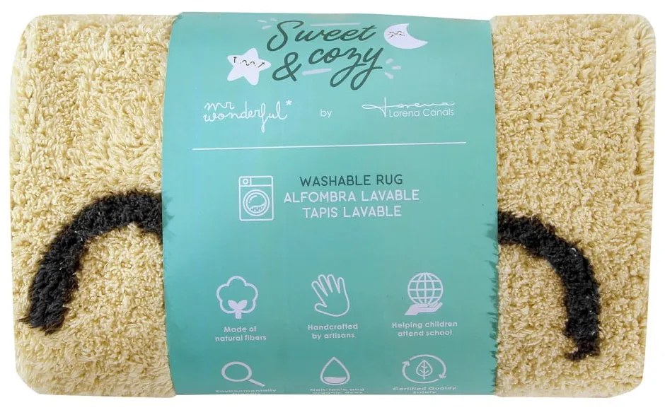Żółty bawełniany dywan dziecięcy tkany ręcznie odpowiedni do prania ø100 cm You're My Sunshine – Lorena Canals
