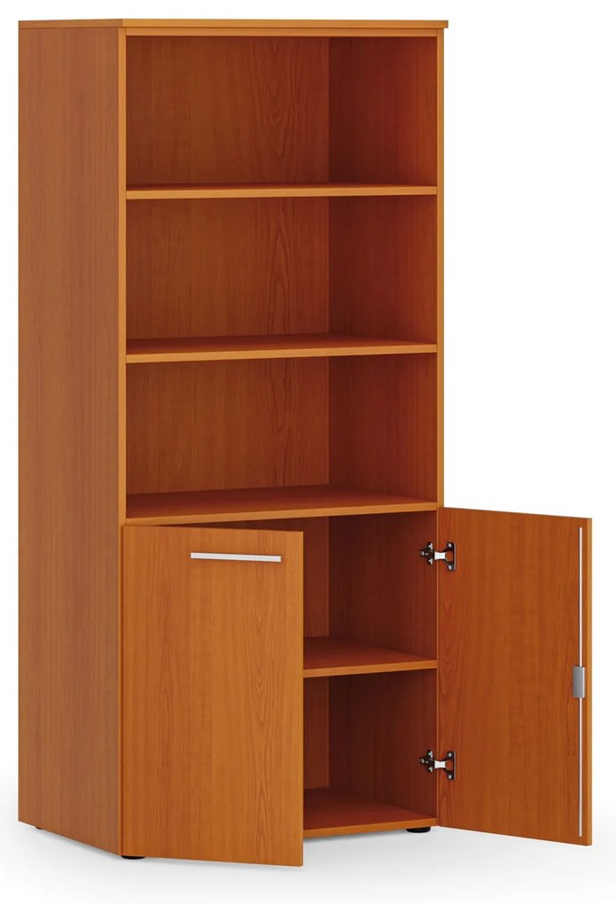 Szafa biurowa z drzwiami niskimi PRIMO WOOD, 800 x 500 x 1781 mm, czereśnia
