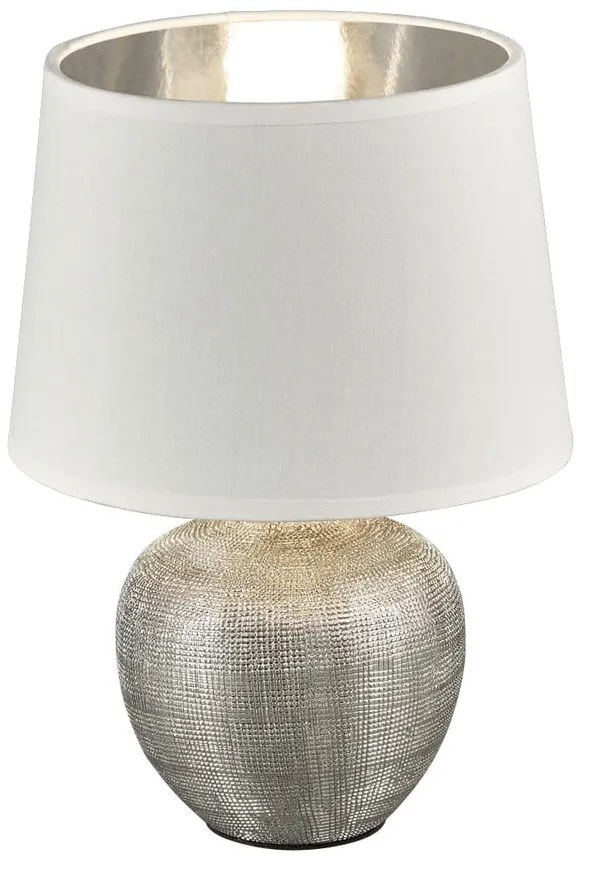 Biała lampa stołowa z ceramiki i tkaniny Trio Luxor, wys. 26 cm