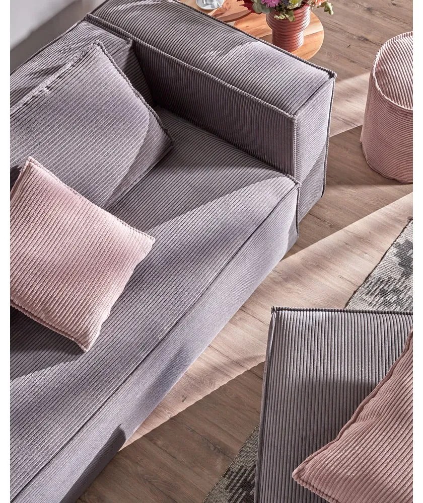 Szara sztruksowa sofa 240 cm Blok – Kave Home
