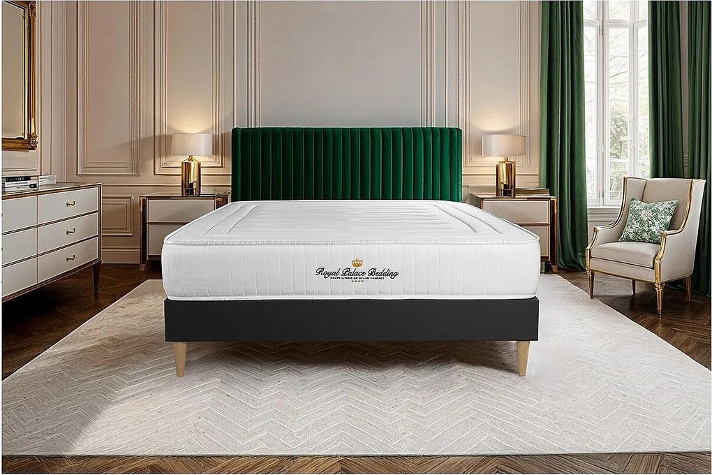 Materac LANCASTER 140x200 cm, Grubosc : 22 cm, sprezyny kieszeniowe i pianka z pamiecia ksztaltu, Wysoki, 3 strefy komfortu + zestaw podstawa lózka