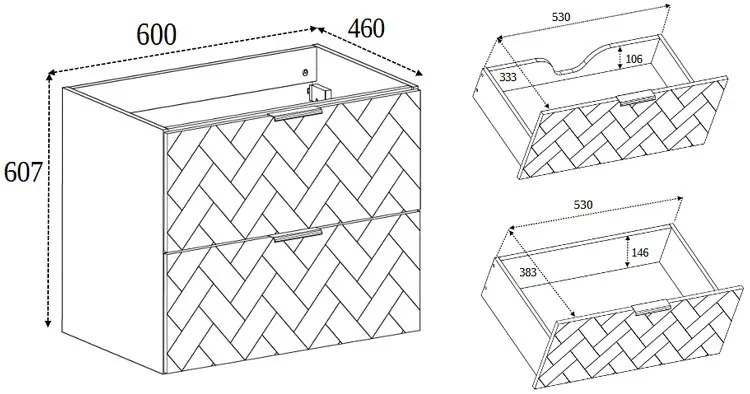 Beżowa szafka pod umywalkę z szufladami 60 cm kaszmir Horizonte 6X