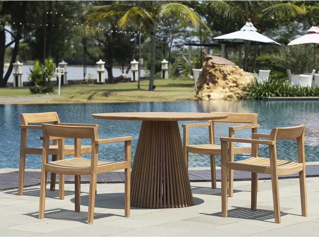 Stół ogrodowy z drewna tekowego Dł. 120 cm - Jasny naturalny - TRIANI