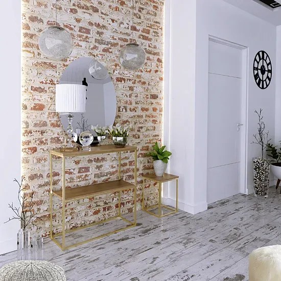 Nowoczesny stojak na kwiaty złoty + dąb lancelot M0-M69