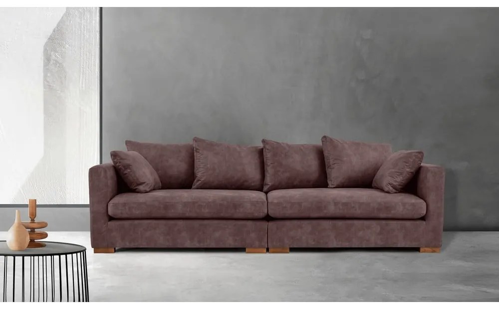 Ciemnobrązowa sofa z imitacji skóry 266 cm Hamburg – Scandic