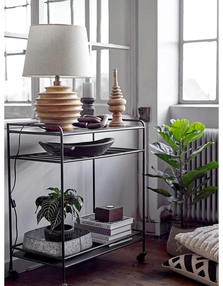 Lampa stołowa w ciemnym naturalnym kolorze z tekstylnym kloszem (wysokość 54 cm) Svale – Bloomingville