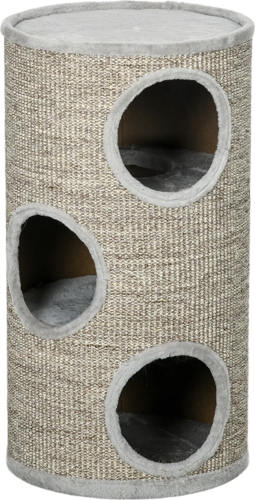 PawHut Drapak dla Kota z 3 Poziomami Jasnoszary 38x38x70cm z Sizalową Liną Idealny dla Zabawy i Ostrzenia Pazurów | Aosom PL