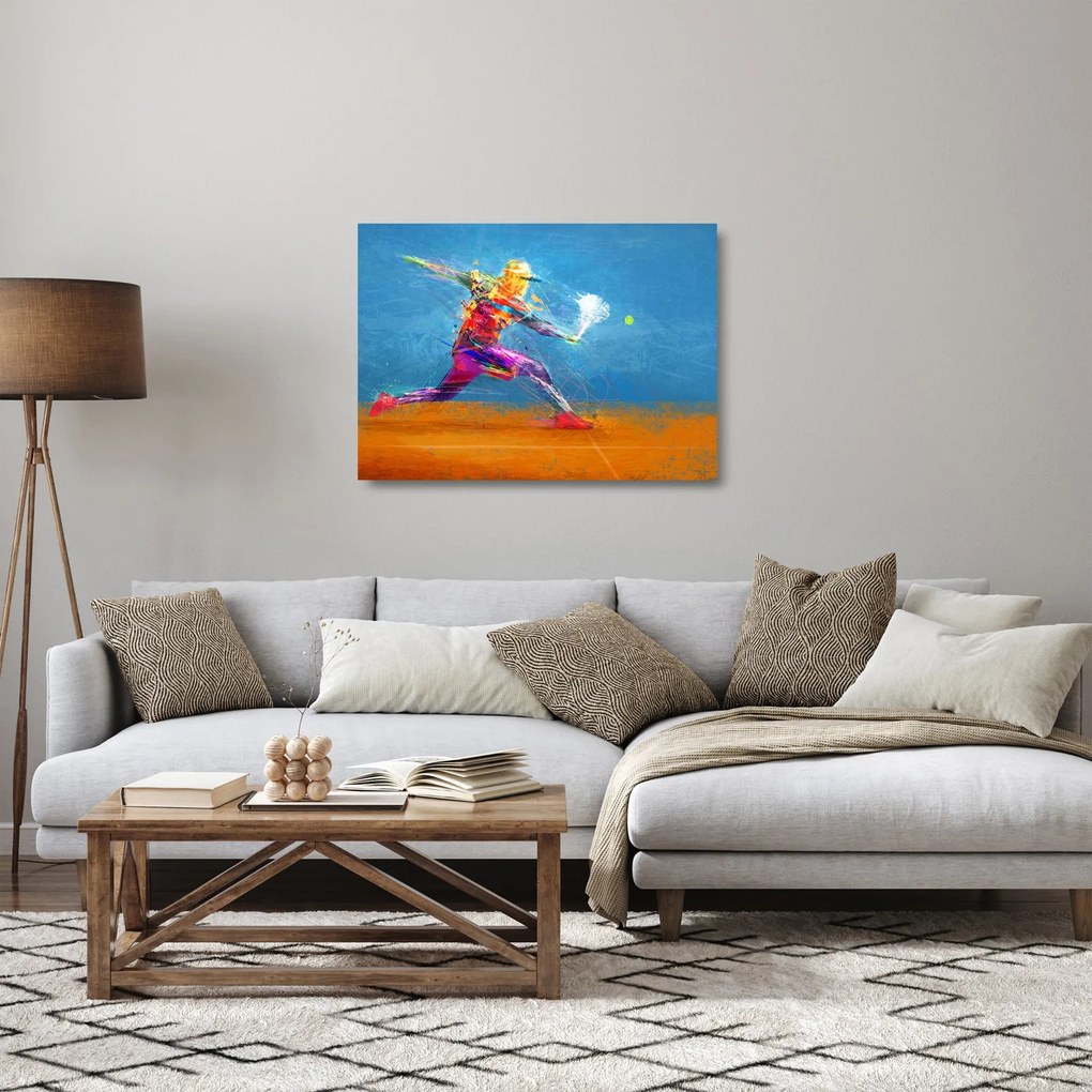 Obraz na szkle - Malowany tenisista (70x50 cm)