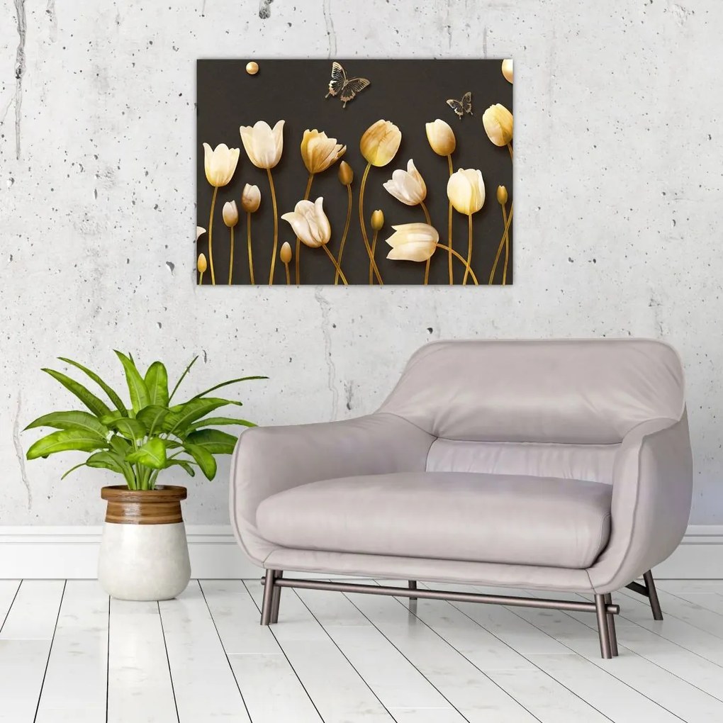 Obraz - Tulipany - abstrakcja (70x50 cm)