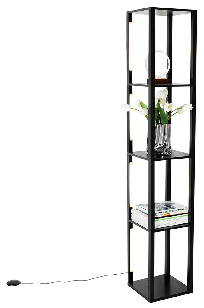 Designerska lampa podłogowa czarna w komplecie z diodą LED z 3-stopniową regulacją jasności - Tianna