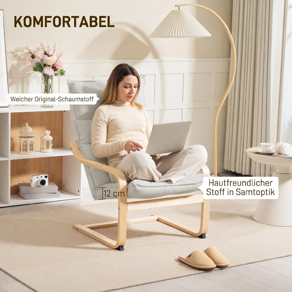 HOMCOM Fotel, fotel lounge z zaokrąglonymi nogami i podłokietnikami do salonu | Aosom PL