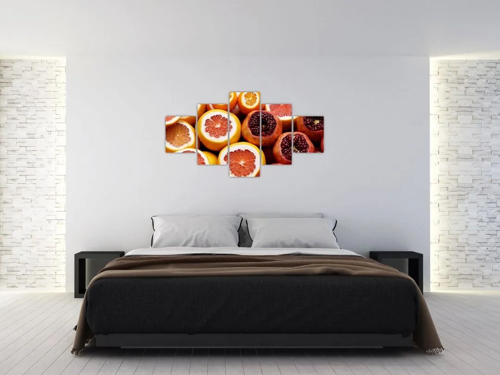 Obraz pomarańczy i granatów (125x70 cm)