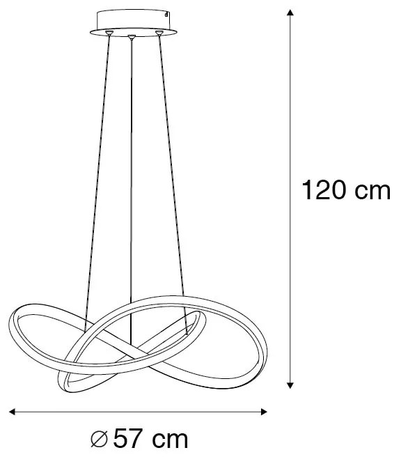Lampa wisząca czarna 57 cm 3-stopniowy ściemniacz w zestawie z LED - Viola DueDesignerski Oswietlenie wewnetrzne