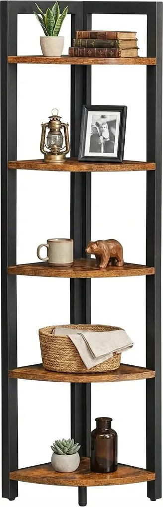 Industrialny Stojący Regał Narożny Rustykalny Brąz K3-N43