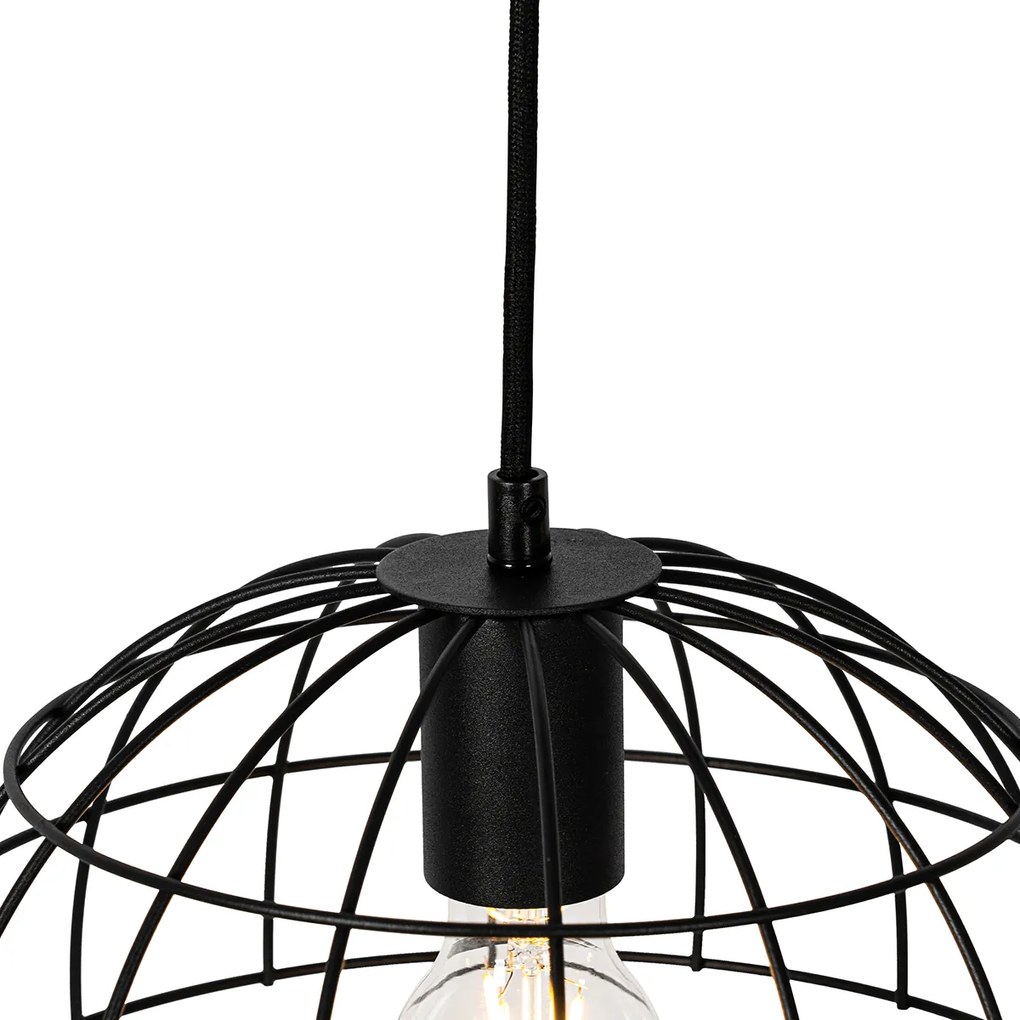 Industrialna lampa wisząca czarna 3-światłowa - HanzePrzemysłowy Oswietlenie wewnetrzne