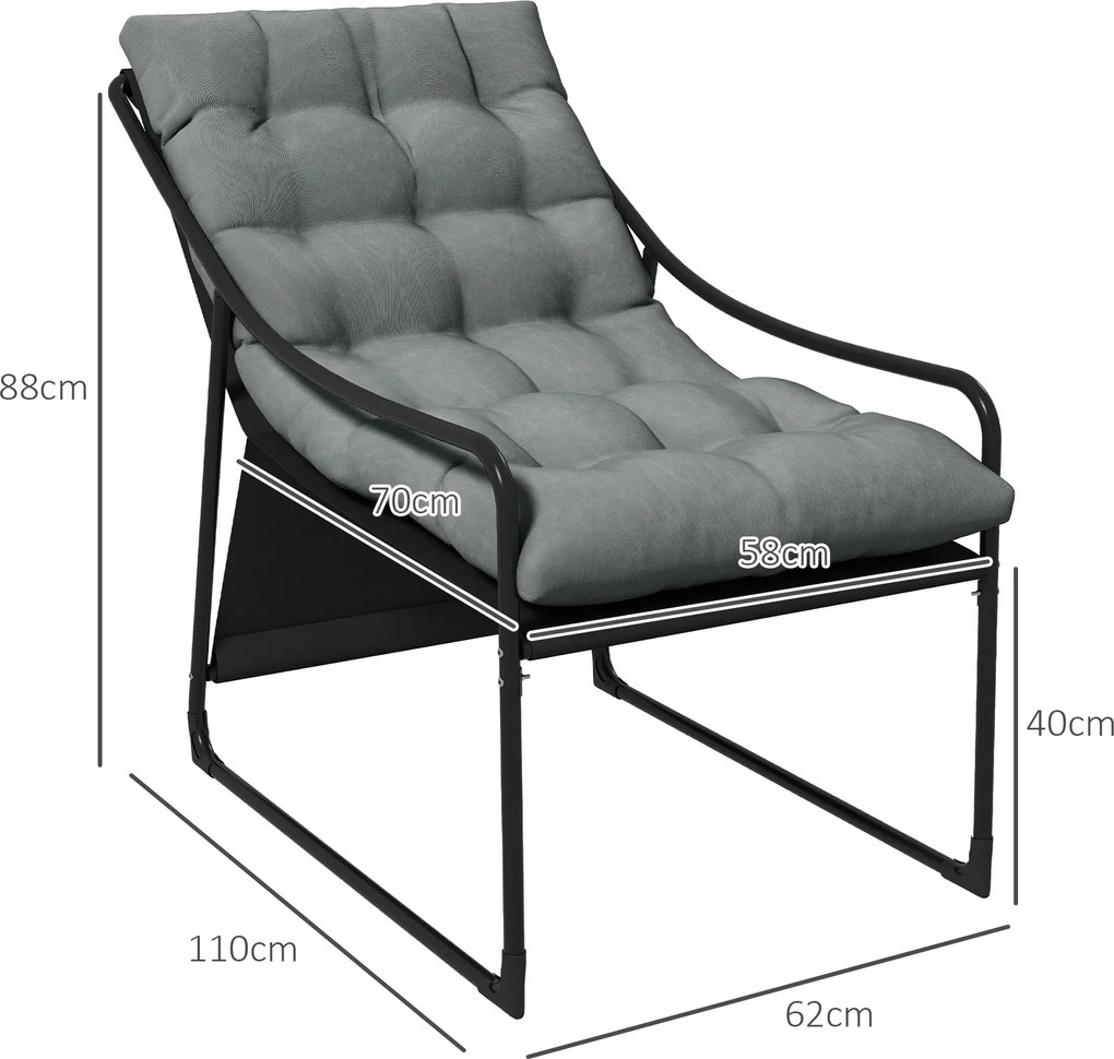 Outsunny Fotel Ogrodowy: Wygodne Siedzisko z Grubą Poduszką, Podłokietniki, Stylowy Design | Aosom PL