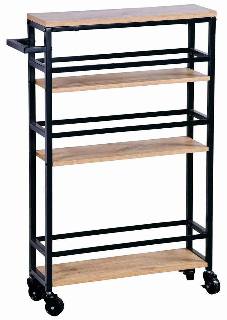 Kesper 27842 Regał do wnęki na kółkach,bambus/metal, 81 x 15 x 50 cm