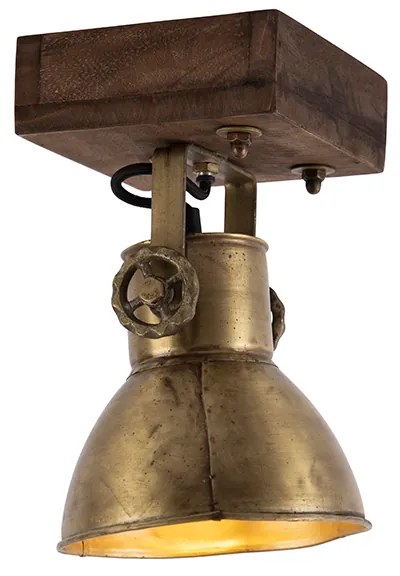 Industrialny reflektor sufitowy brązowy z drewnem 18 cm - MangoesPrzemysłowy Oswietlenie wewnetrzne