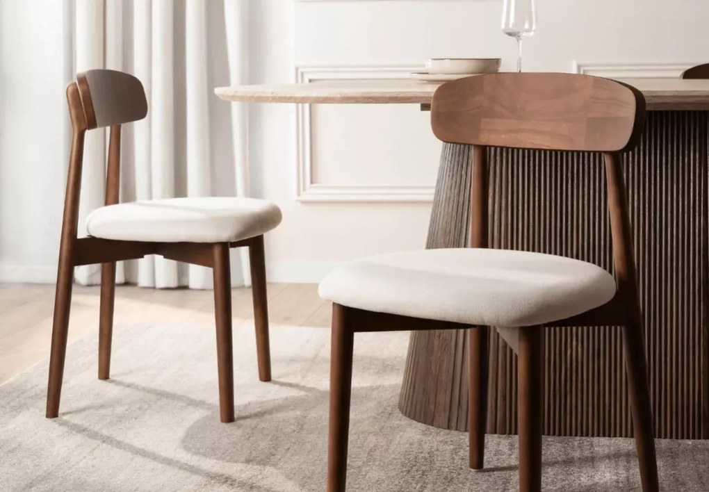 Krzesło Vesper drewniane jadalnia salon beż retro