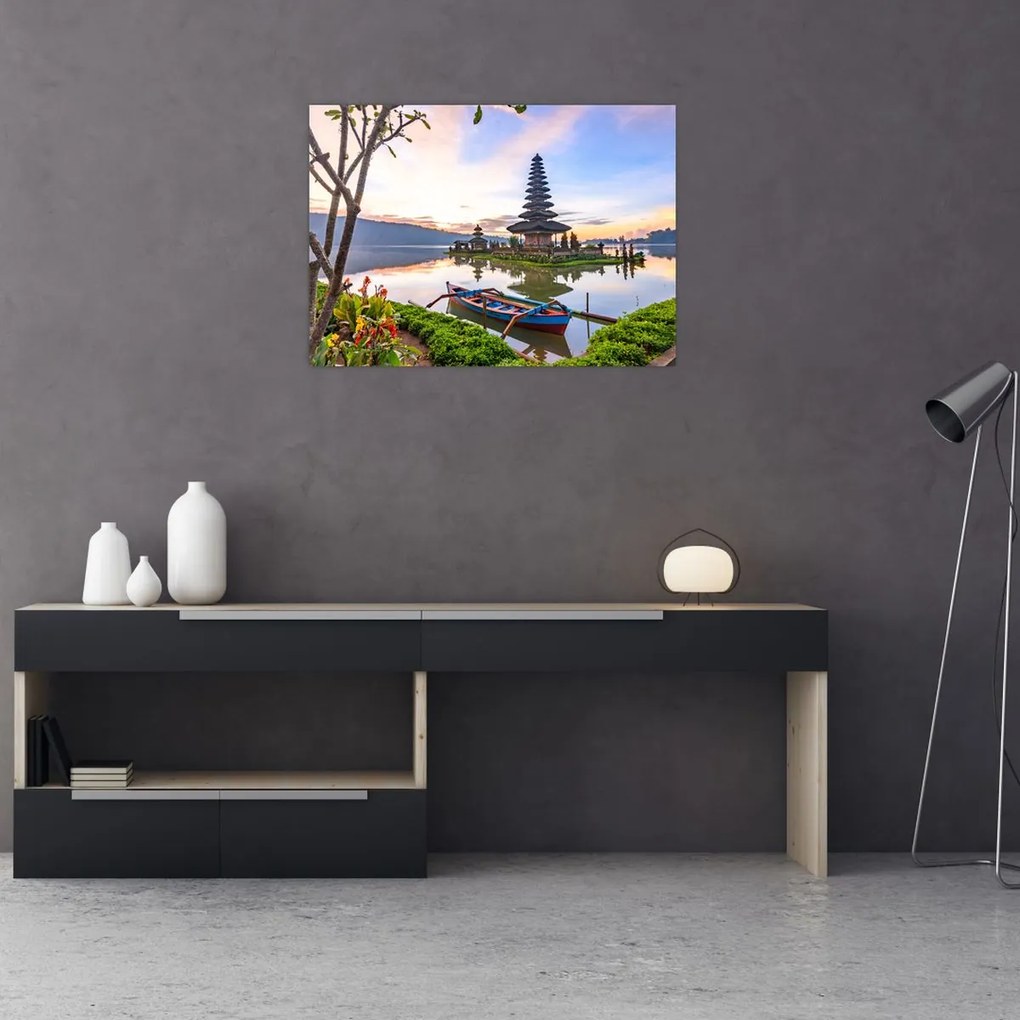 Obraz na szkle - Świątynia Pura Bratan (70x50 cm)