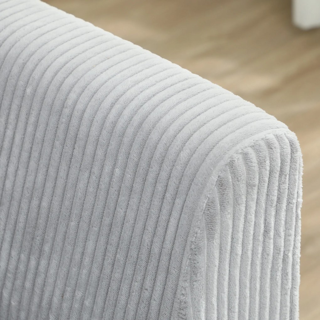 HOMCOM Sofa 3-osobowa, kanapa z podłokietnikami, tapicerowana sofa w sztruksowym stylu do salonu Jasnoszary | Aosom PL