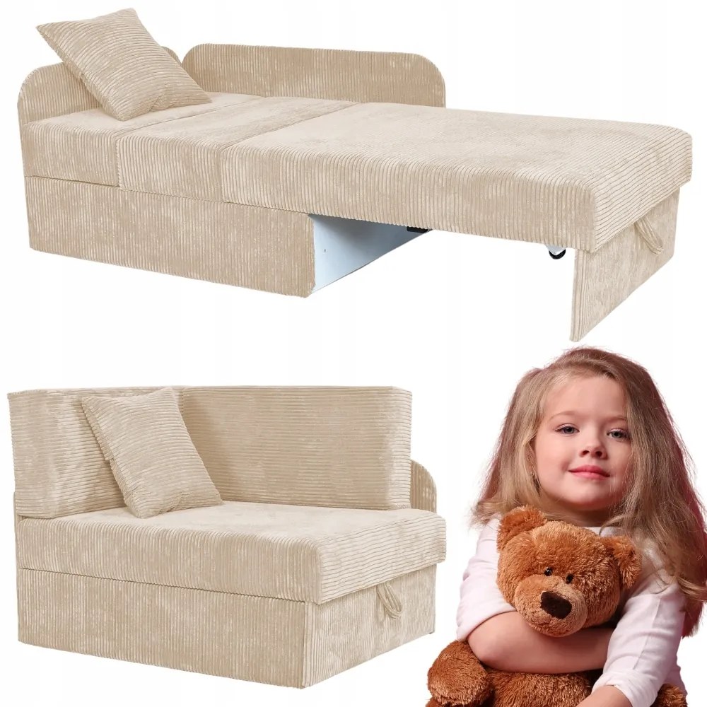 Kanapa rozkładana dla dzieci BONI narożnik do spania BEŻOWY Family Meble - DOSTĘPNY OD RĘKI