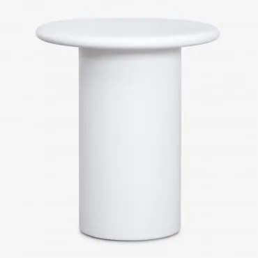 Zestaw 2 Nocnych Stolików Ø45 Cm Z Cementu Namara Biała - Sklum