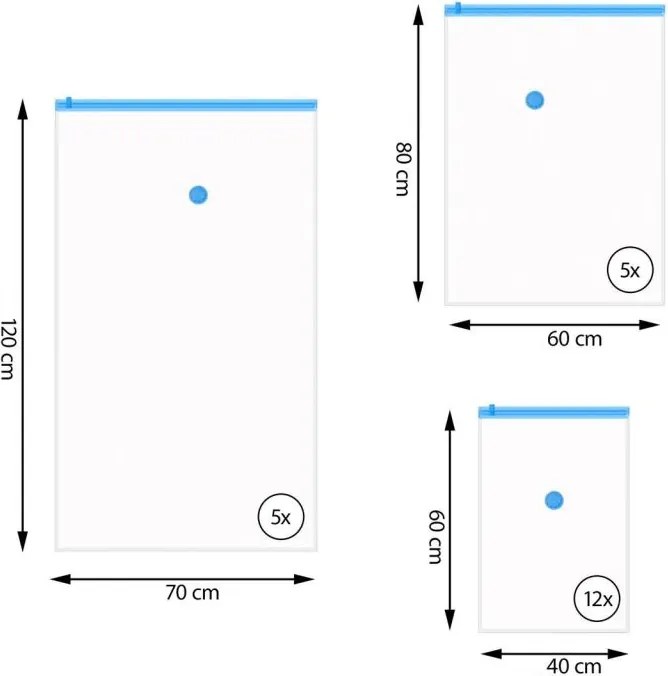Zestaw worków próżniowych 3 rozmiary - 22 sztuki