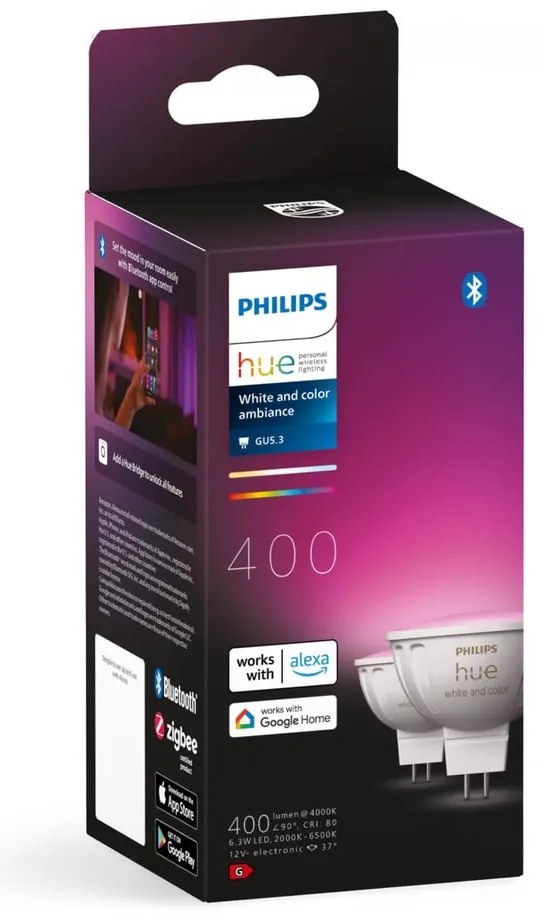Inteligentne żarówki z gwintem GU 5,3, 6 W zestaw 2 szt. White and color ambiance – Philips Hue