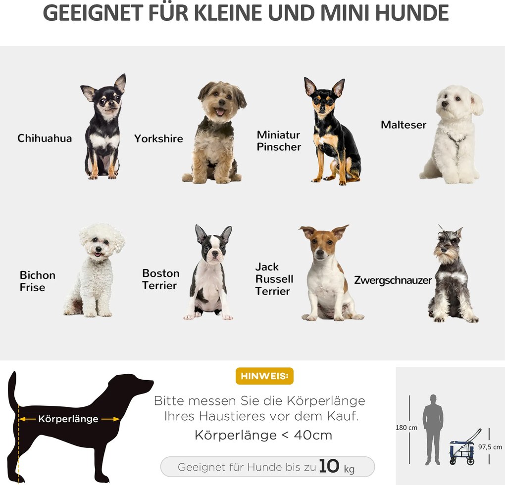 Outsunny Wózek dla Psa Składany Odłączany Kosz Czarny Granatowy Biały | Aosom PL