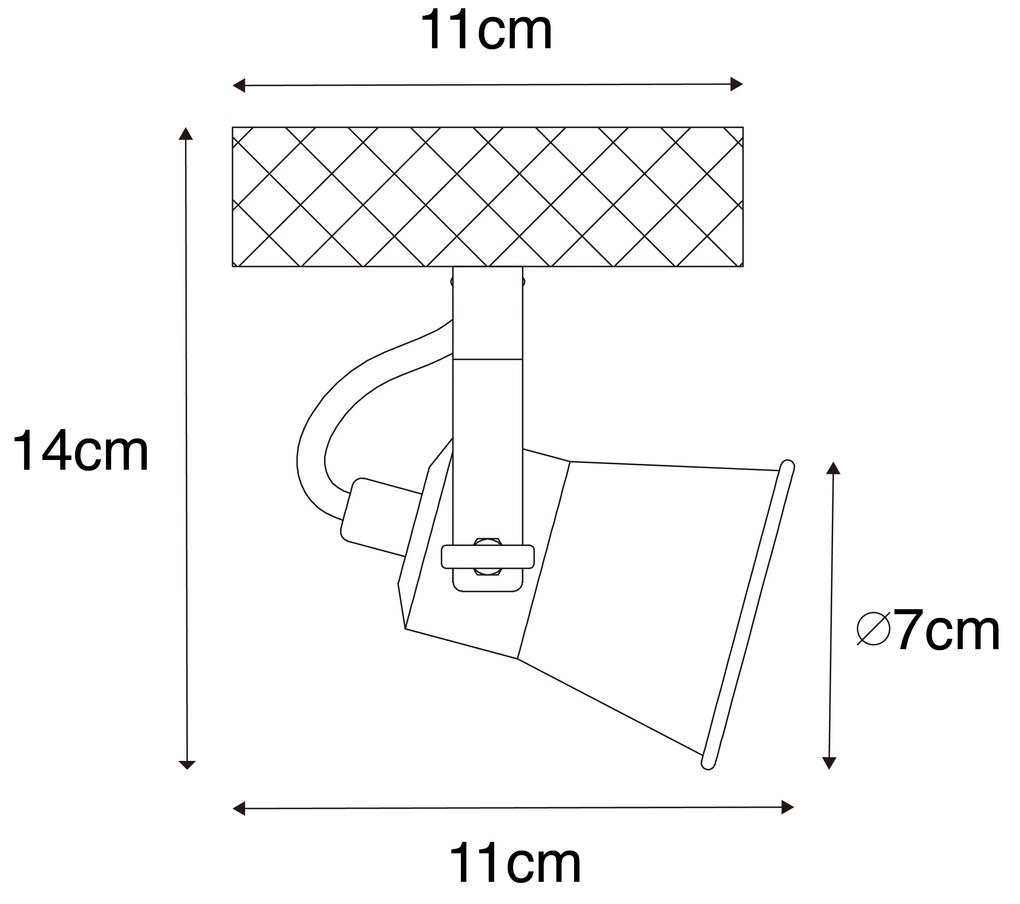 Rustykalny reflektor czarny z drewnem regulowanym - Jelle