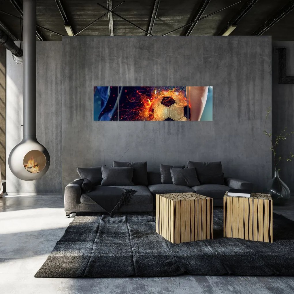 Obraz - Piłka w ogniu (170x50 cm)