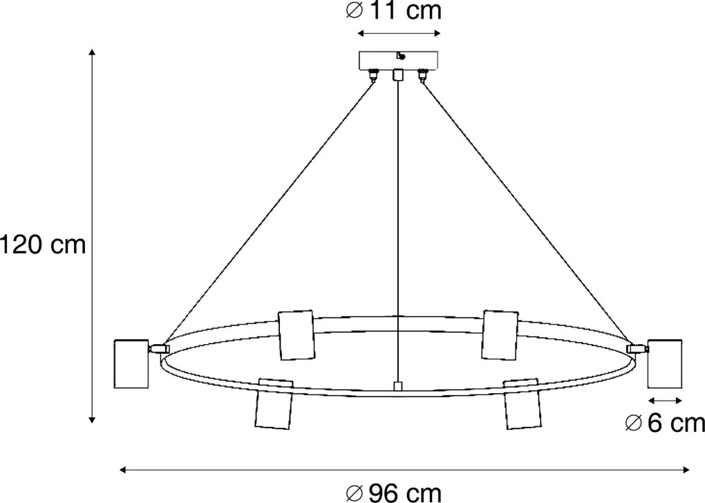 Inteligentna lampa wisząca drewniana z białymi okrągłymi 6-punktowymi światłami z WiFi GU10 - Jeana Circle
