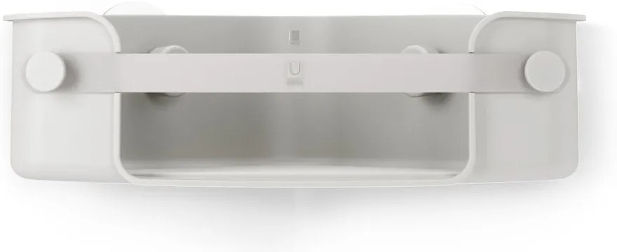 Szara narożna samoprzylepna półka łazienkowa z plastiku z recyklingu Flex Adhesive – Umbra