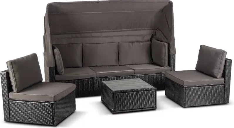 Zestaw mebli ogrodowych Evora technorattan sofa z daszkiem + 2 fotele