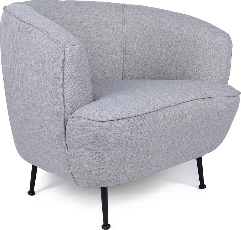 Stylowy fotel uszak, jasnoszary, 83 x 72 x 75 cm | Stelaż z drewna bukowego i płyty wiórowej, 100% poliester len, czarne metalowe nogi