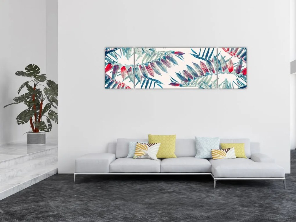 Obraz - Tropikalne liście (170x50 cm)