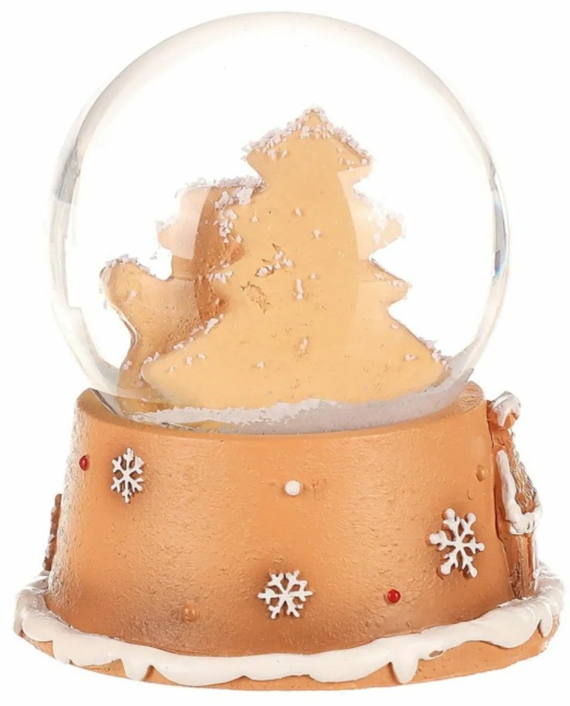 Świąteczna kula śnieżna Piernikowy bałwan, polyresin, 9 cm