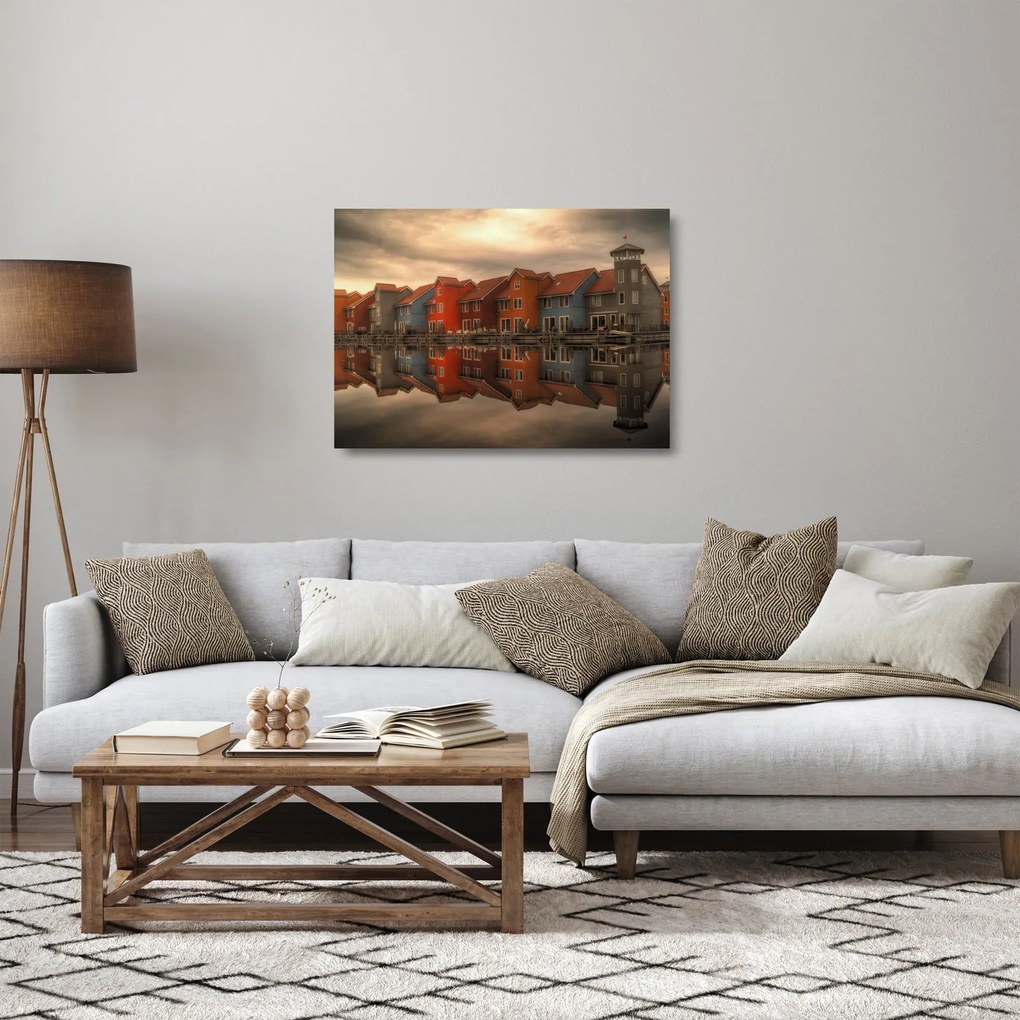 Obraz na szkle - kolorowe domy (70x50 cm)